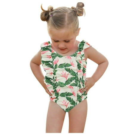 Toddler Kids Baby Girl Bikini Leaves One-Piece Swimwear Swimsuit Beachwear