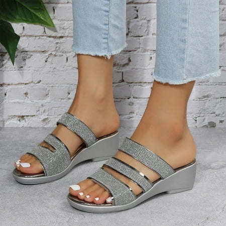 Aayomet Beach Sandals for Women Fashion Summer Women s Sandals Thick Soled Wedge Heel Solid Color Sequin Fish Mouth Silver 8
Aayomet Beach Sandals for Women Fashion Summer Women s Sandals Thick Soled Wedge Heel Solid Color Sequin Fish Mouth Silver 8
