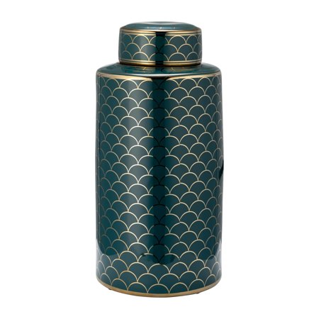 Sagebrook Home Contemporary Ceramic Gold Crackle Jar With Lid 17972-03