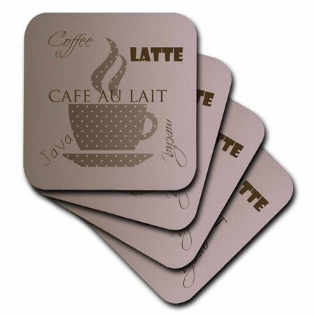 

3dRose Caf au Lait Coffee Latte Brown Cocoa Kitchen Art Soft Coasters set of 4