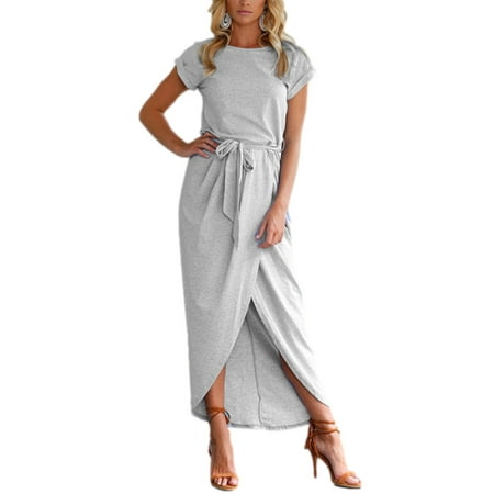 LSFYSZD Women Solid Color Dress with Waistband Round Collar Short Sleeve Irregular Hem One-piece
LSFYSZD Women Solid Color Dress with Waistband Round Collar Short Sleeve Irregular Hem One-piece