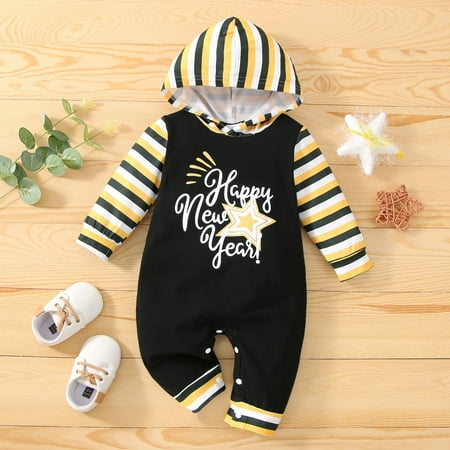 My First New Year Clothes Baby Boy Girl New Year Outfits Stripes Letter Print Hooded Romper Jumpsuit Outfits
My First New Year Clothes Baby Boy Girl New Year Outfits Stripes Letter Print Hooded Romper Jumpsuit Outfits