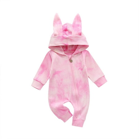 Infant Baby Cotton Romper Long Sleeve Tie Dye Print Zip up Jumpsuit with Cute Bunny Hood
Infant Baby Cotton Romper Long Sleeve Tie Dye Print Zip up Jumpsuit with Cute Bunny Hood