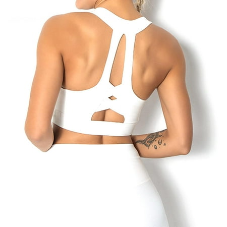 Women s Sports Bra Comfortable Shockproof Gather Yoga Fitness Crossover Beautiful Back Yoga Sports Vest Underwear White 2XL