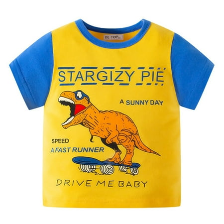 Larisalt Baby Boy Tops Baby and Toddler Boys Short Sleeve Fashion Top Yellow