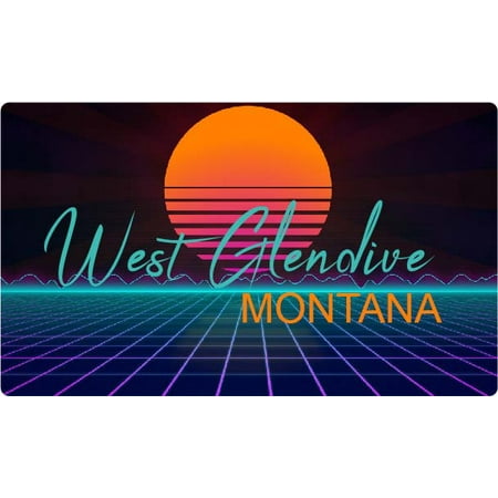 West Glendive Montana 4 X 2.25-Inch Fridge Magnet Retro Neon Design