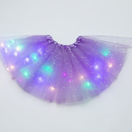 Leutsin Kids Girls Baby Sequin Skirt LED Light Up Pettiskirt Ballet Clothes