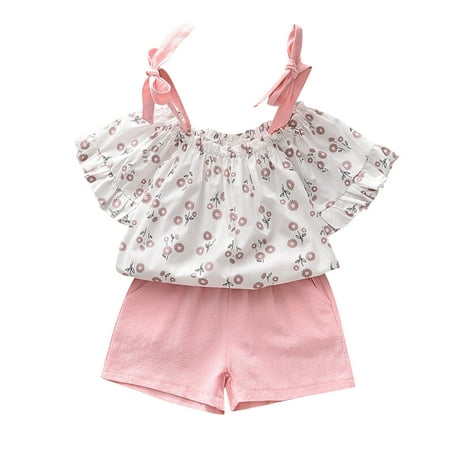 Toddler Kids Baby Girls Summer Casual Princess Sling Off Shoulder Floral T-Shirt Tops+Shorts 2PCS Outfits Set
Toddler Kids Baby Girls Summer Casual Princess Sling Off Shoulder Floral T-Shirt Tops+Shorts 2PCS Outfits Set