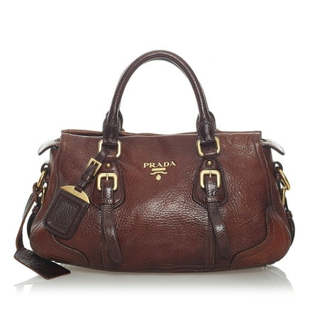 Pre-Owned Prada Vitello Daino Satchel Calf Leather Brown