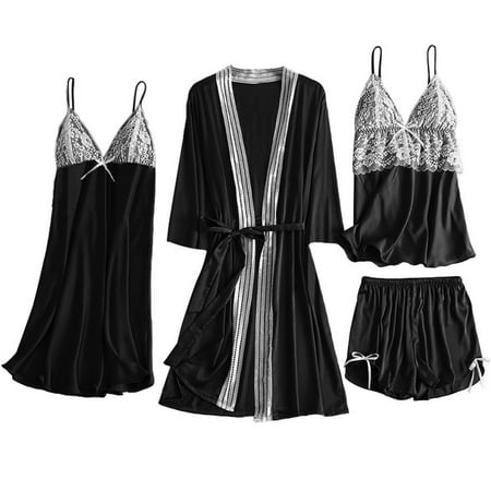 Caveitl Womens Pajamas Set Ladies Fashion Comfortable Solid Color Lace Suspenders Pajamas Dress Woman Nightgown Home Clothes Suit Black
Caveitl Womens Pajamas Set Ladies Fashion Comfortable Solid Color Lace Suspenders Pajamas Dress Woman Nightgown Home Clothes Suit Black