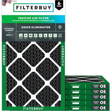 Filterbuy 18x30x1 MERV 8 Odor Eliminator Pleated HVAC AC Furnace Air Filters with Activated Carbon (6-Pack)
Filterbuy 18x30x1 MERV 8 Odor Eliminator Pleated HVAC AC Furnace Air Filters with Activated Carbon (6-Pack)
