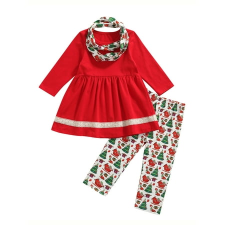XIAXAIXU Little Girl s Christmas Outfit Set Long Sleeve Ruffle Dress Long Printed Pants Sets with Scarf Red 1-2 Years
XIAXAIXU Little Girl s Christmas Outfit Set Long Sleeve Ruffle Dress Long Printed Pants Sets with Scarf Red 1-2 Years