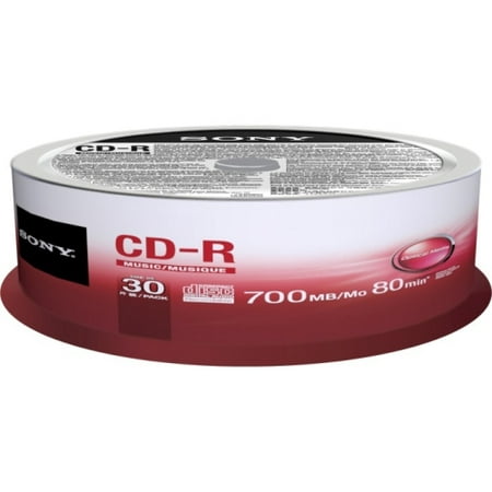 Sony 30CRM80SP Sony CD Recordable Media - CD-R - 4x - 700 MB - 30 Pack Spindle - 120mm - 1.33 Hour Maximum Recording Time