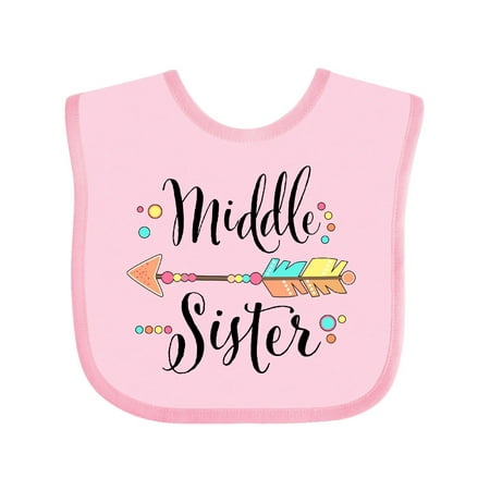 Inktastic Middle Sister- dots and arrow Gift Baby Girl Bib