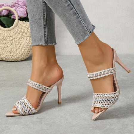 ZHELIYO Women s sandals Ladies Fashion Summer Color Cloth Knit Rhinestone Decorative Pointed Thin High Heeled Sandals Pink 8
ZHELIYO Women s sandals Ladies Fashion Summer Color Cloth Knit Rhinestone Decorative Pointed Thin High Heeled Sandals Pink 8
