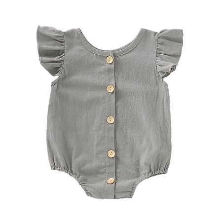 Licupiee Toddler Infant Baby Girl Romper Ruffle Sleeve Cotton Linen Jumpsuit Solid Color Button Down Bodysuit Outfit
Licupiee Toddler Infant Baby Girl Romper Ruffle Sleeve Cotton Linen Jumpsuit Solid Color Button Down Bodysuit Outfit