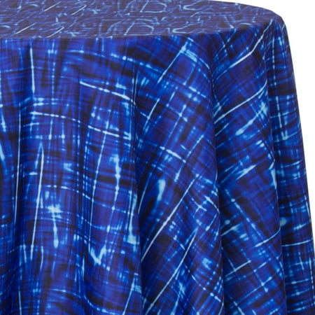 Ultimate Textile Check Blue 120-Inch Round Patterned Tablecloth