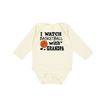 Inktastic I Watch Basketball with Grandpa Gift Baby Boy Long Sleeve Bodysuit