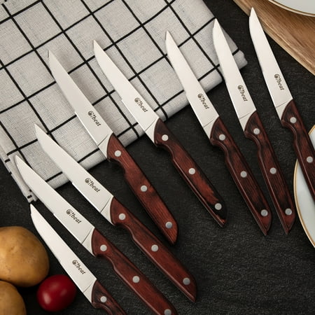 Professional Premium 8pcs Steak Knife Set Perfect Edge Stainless Steel with Ergonomic Handle 4.5 In Sharp Blade Kitchen Steak Knife Set Sharp - Scratch Resistant & Rust Proof
Professional Premium 8pcs Steak Knife Set Perfect Edge Stainless Steel with Ergonomic Handle 4.5 In Sharp Blade Kitchen Steak Knife Set Sharp - Scratch Resistant & Rust Proof