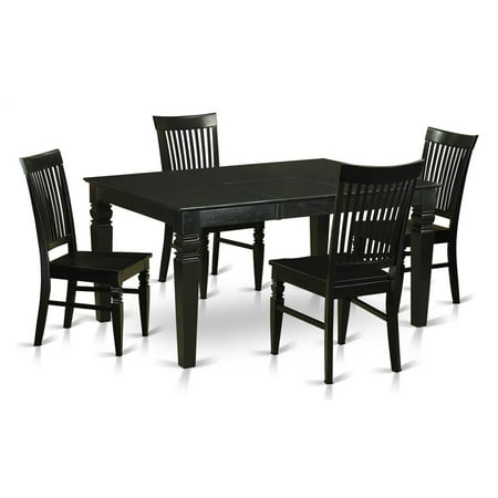 5-Pc Rectangular Dining Table Set in Black Finish