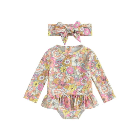 Qtinghua Infant Toddler Baby Girls Summer Beach Swimwear Long Sleeve Floral Print Bathing Suit with Headband
Qtinghua Infant Toddler Baby Girls Summer Beach Swimwear Long Sleeve Floral Print Bathing Suit with Headband