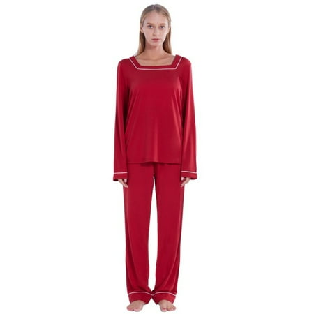 Women Pajamas Set 2 Piece Long Sleeve Top with Trousers Pjs Set Spring Fall Female Loungewear Casual Plain Sleepwear Red S-2XL
Women Pajamas Set 2 Piece Long Sleeve Top with Trousers Pjs Set Spring Fall Female Loungewear Casual Plain Sleepwear Red S-2XL