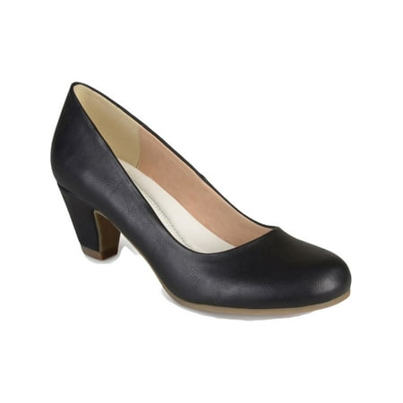 JOURNEE COLLECTION Womens Black Luu Round Toe Kitten Heel Slip On Pumps 9.5