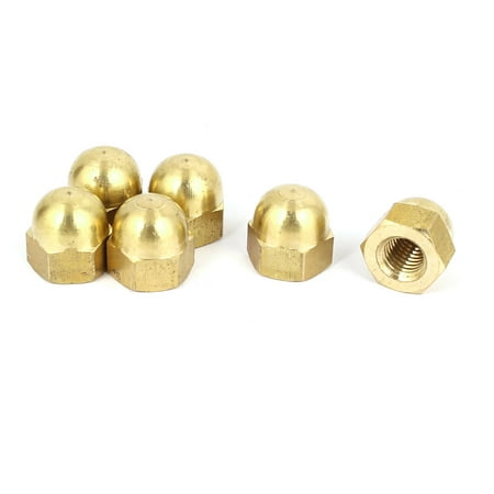 Uxcell M10 Thread Dia. Dome Head Brass Cap Acorn Hex Nuts (6-pack)