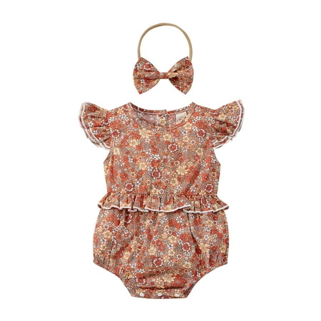 jaweiw 2Pcs Baby Girls Summer Romper Floral O-Neck Ruffle Sleeves Bodysuit + Bow Headband for Toddler Size 0 6 9 12 18 Months 3 Colors
jaweiw 2Pcs Baby Girls Summer Romper Floral O-Neck Ruffle Sleeves Bodysuit + Bow Headband for Toddler Size 0 6 9 12 18 Months 3 Colors