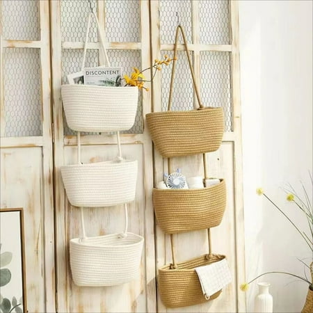 Hanging Storage Basket Living Room Bedroom Hand Woven 3 Tier Over The Door US
Hanging Storage Basket Living Room Bedroom Hand Woven 3 Tier Over The Door US