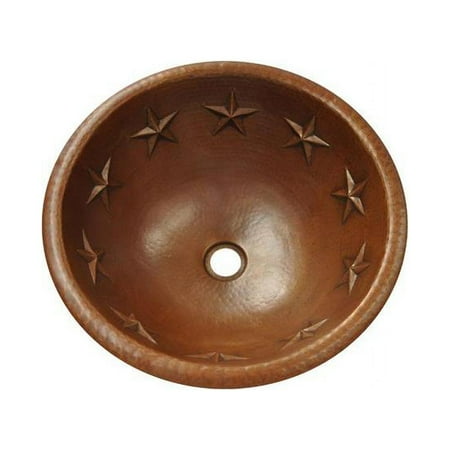 COPPER ROUND BATH SINK STARS DESIGN ROUND LIP 15X15X5 G18 MATTE