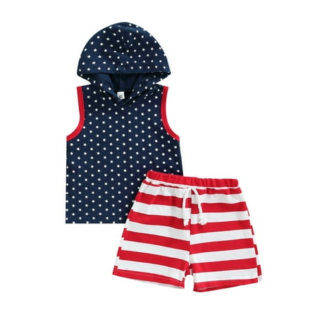 HUJUKULUDUSU 4th of July Baby Boys Clothes Star Print Sleeveless Hooded T-Shirt Striped Shorts Summer Outfits Dark Blue 1-2 Years
HUJUKULUDUSU 4th of July Baby Boys Clothes Star Print Sleeveless Hooded T-Shirt Striped Shorts Summer Outfits Dark Blue 1-2 Years