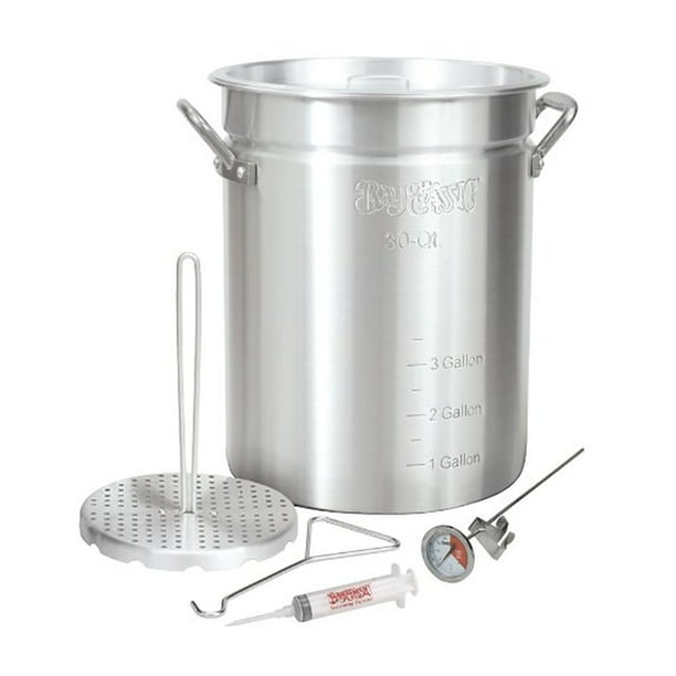 Bayou Classic 30 Quart Aluminum Whole Turkey Fryer Stockpot with Accessories