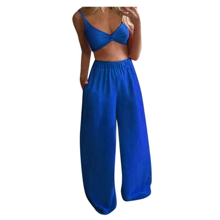 Outfmvch coat for women Women Casual Solid Sleeveless Camis Tops+Long Pants 2 Piece Set the Lingerie Blue L
Outfmvch coat for women Women Casual Solid Sleeveless Camis Tops+Long Pants 2 Piece Set the Lingerie Blue L