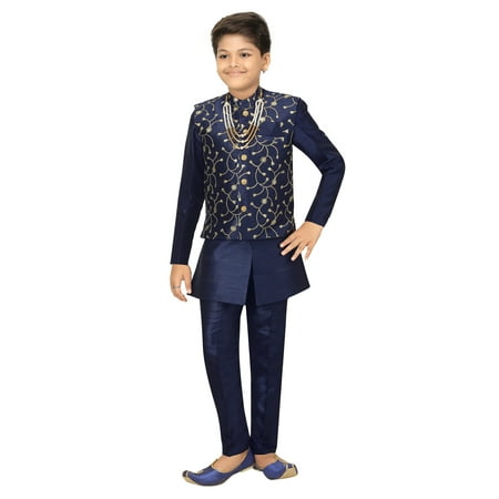 Ahhaaaa Kids Ethnic Waistcoat Kurta and Pajama Set For Boys (Sherwani)