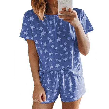 Lumento Casual Sleepwear Set for Women Star Print Short Sleeve Pajamas Set Joggers PJ Sets Nightwear Loungewear 2 Pcs
Lumento Casual Sleepwear Set for Women Star Print Short Sleeve Pajamas Set Joggers PJ Sets Nightwear Loungewear 2 Pcs