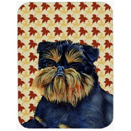 Brussels Griffon Fall Leaves Portrait Glass Cutting Board Large