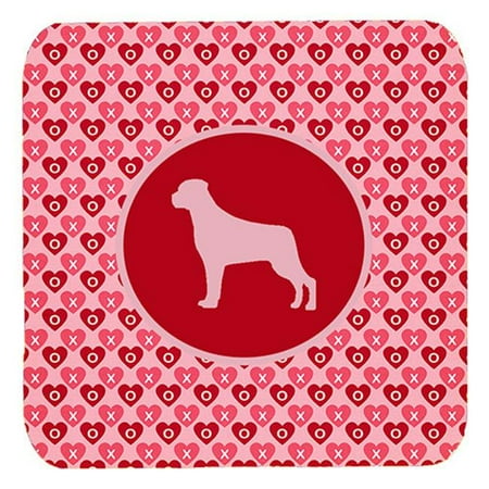 Rottweiler Valentine Hearts Foam Coasters - Set 4 3.5 x 3.5 In.