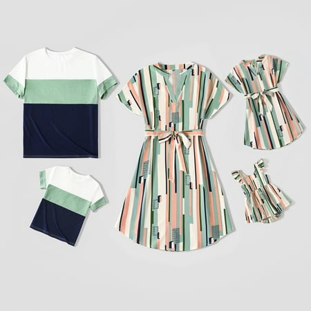 PatPat Father s Day Mother s Day Easter Family Matching Geometric Striped V Neck Drop Shoulder Belted Dresses and Colorblock T-shirts
PatPat Father s Day Mother s Day Easter Family Matching Geometric Striped V Neck Drop Shoulder Belted Dresses and Colorblock T-shirts