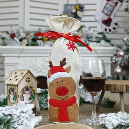 Tuscom Christmas Red Wine Bottle Bag Cartoon Christmas Decoration Wine Gift Bag