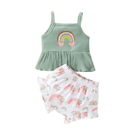 Pejock Infant Toddler Baby Girls Clothes Romper Shorts Sets Summer Clothing Summer Camisole Shorts 2-piece Set for 12-18Months
Pejock Infant Toddler Baby Girls Clothes Romper Shorts Sets Summer Clothing Summer Camisole Shorts 2-piece Set for 12-18Months