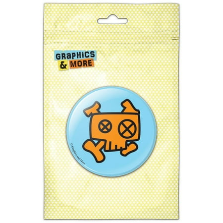 Zombie Skull Face Orange Refrigerator Button Magnet