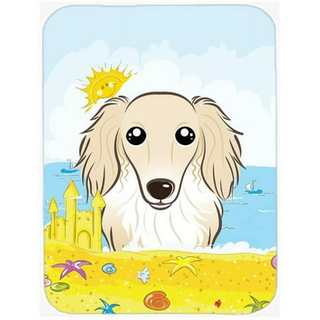 Longhair Creme Dachshund Summer Beach Glass Cutting Board- Large