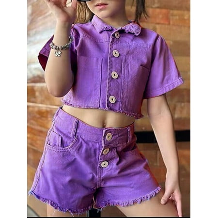 Kids Toddler Girls Casual Summer Outfit Short Sleeve Button-Up Denim Shirts Elastic Jeans Shorts Set
Kids Toddler Girls Casual Summer Outfit Short Sleeve Button-Up Denim Shirts Elastic Jeans Shorts Set
