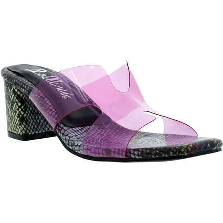 Bellini Faze Womens Chunky Heel Mule Sandal 7.5 Wide Pink Lucite