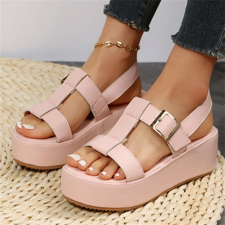 Sandals Women Women Shoes Thick Soled Solid Color Open Toe Roman Sandals Shoes Pu Pink 41
Sandals Women Women Shoes Thick Soled Solid Color Open Toe Roman Sandals Shoes Pu Pink 41