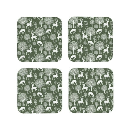Coasters Set of 4 - Minimalist Cute Deer Tree Green Drink Coasters for Tabletop Protection Leather Coasters for Living Room Decor and Housewarming Gift Square
Coasters Set of 4 - Minimalist Cute Deer Tree Green Drink Coasters for Tabletop Protection Leather Coasters for Living Room Decor and Housewarming Gift Square