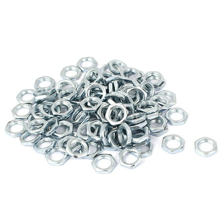 Unique Bargains M10x0.75x3mm Zinc Plated Hex Nuts Fastener 100pcs for Screws Bolts