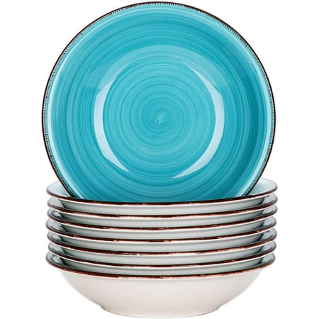 vancasso Bella 8 Piece Soup Bowl Plate Stoneware Dish Sets Turquoise Bowl Set