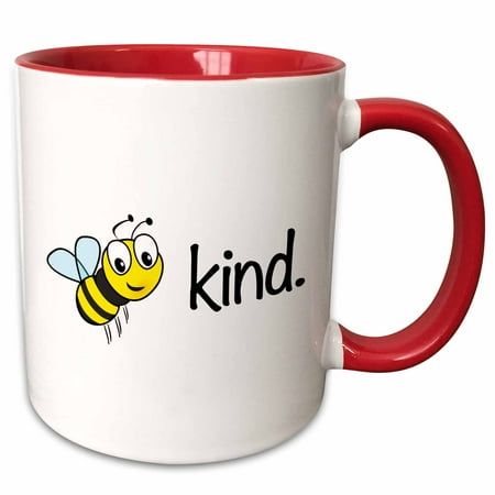 3dRose Bee Kind - Two Tone Red Mug 11-ounce